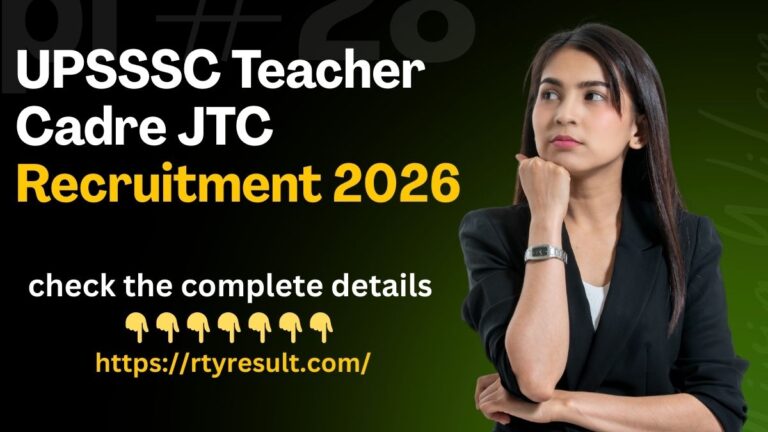 UPSSSC Teacher Cadre JTC Recruitment 2026